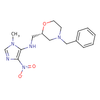 2d structure of N-{[(2S)-4-benzylmorpholin-2-yl]methyl}-1-methyl-4-nitro-1H-imidazol-5-amine