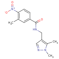 2d structure of N-[(1,5-dimethyl-1H-pyrazol-4-yl)methyl]-3-methyl-4-nitrobenzamide