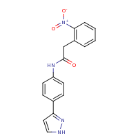2d structure of 2-(2-nitrophenyl)-N-[4-(1H-pyrazol-3-yl)phenyl]acetamide