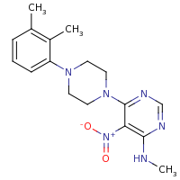 2d structure of 6-[4-(2,3-dimethylphenyl)piperazin-1-yl]-N-methyl-5-nitropyrimidin-4-amine