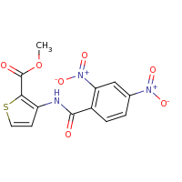 2d structure of methyl 3-[(2,4-dinitrobenzene)amido]thiophene-2-carboxylate