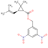 2d structure of (3,5-dinitrophenyl)methyl (1R,3R)-2,2-dimethyl-3-(2-methylprop-1-en-1-yl)cyclopropane-1-carboxylate