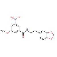 2d structure of N-[2-(2H-1,3-benzodioxol-5-yl)ethyl]-3-methoxy-5-nitrobenzamide