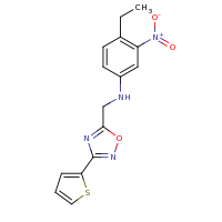 2d structure of 4-ethyl-3-nitro-N-{[3-(thiophen-2-yl)-1,2,4-oxadiazol-5-yl]methyl}aniline