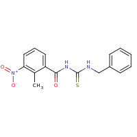 2d structure of 1-benzyl-3-[(2-methyl-3-nitrophenyl)carbonyl]thiourea