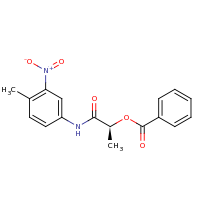 2d structure of (1S)-1-[(4-methyl-3-nitrophenyl)carbamoyl]ethyl benzoate