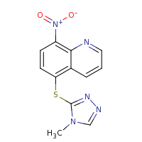 2d structure of 5-[(4-methyl-4H-1,2,4-triazol-3-yl)sulfanyl]-8-nitroquinoline