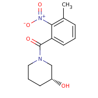 2d structure of (3R)-1-[(3-methyl-2-nitrophenyl)carbonyl]piperidin-3-ol