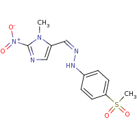 2d structure of 5-[(1Z)-[2-(4-methanesulfonylphenyl)hydrazin-1-ylidene]methyl]-1-methyl-2-nitro-1H-imidazole