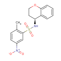 2d structure of N-[(4S)-3,4-dihydro-2H-1-benzopyran-4-yl]-2-methyl-5-nitrobenzene-1-sulfonamide