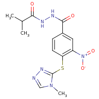 2d structure of 4-[(4-methyl-4H-1,2,4-triazol-3-yl)sulfanyl]-N'-(2-methylpropanoyl)-3-nitrobenzohydrazide