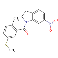 2d structure of 1-{[2-methyl-5-(methylsulfanyl)phenyl]carbonyl}-6-nitro-2,3-dihydro-1H-indole