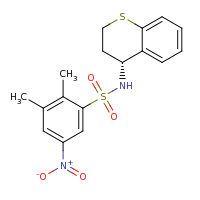 2d structure of N-[(4R)-3,4-dihydro-2H-1-benzothiopyran-4-yl]-2,3-dimethyl-5-nitrobenzene-1-sulfonamide