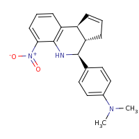 2d structure of 4-[(3aS,4S,9bS)-6-nitro-3H,3aH,4H,5H,9bH-cyclopenta[c]quinolin-4-yl]-N,N-dimethylaniline