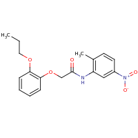 2d structure of N-(2-methyl-5-nitrophenyl)-2-(2-propoxyphenoxy)acetamide
