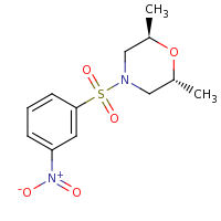 2d structure of (2R,6R)-2,6-dimethyl-4-[(3-nitrobenzene)sulfonyl]morpholine