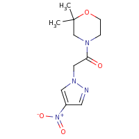 2d structure of 1-(2,2-dimethylmorpholin-4-yl)-2-(4-nitro-1H-pyrazol-1-yl)ethan-1-one