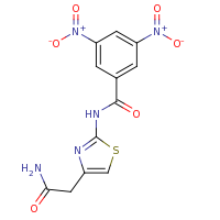 2d structure of N-[4-(carbamoylmethyl)-1,3-thiazol-2-yl]-3,5-dinitrobenzamide