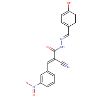 2d structure of (2E)-2-cyano-N'-[(1E)-(4-hydroxyphenyl)methylidene]-3-(3-nitrophenyl)prop-2-enehydrazide