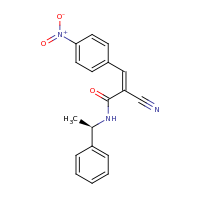 2d structure of (2Z)-2-cyano-3-(4-nitrophenyl)-N-[(1R)-1-phenylethyl]prop-2-enamide