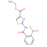 2d structure of ethyl 2-[(2-nitrobenzene)amido]-1,3-thiazole-4-carboxylate