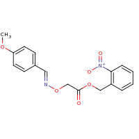 2d structure of (2-nitrophenyl)methyl 2-{[(E)-[(4-methoxyphenyl)methylidene]amino]oxy}acetate