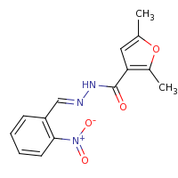 2d structure of 2,5-dimethyl-N'-[(1E)-(2-nitrophenyl)methylidene]furan-3-carbohydrazide