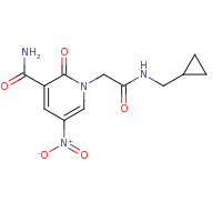 2d structure of 1-{[(cyclopropylmethyl)carbamoyl]methyl}-5-nitro-2-oxo-1,2-dihydropyridine-3-carboxamide