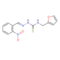 2d structure of 3-(furan-2-ylmethyl)-1-[(E)-[(2-nitrophenyl)methylidene]amino]thiourea