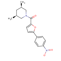 2d structure of (3R,5S)-3,5-dimethyl-1-{[5-(4-nitrophenyl)furan-2-yl]carbonyl}piperidine