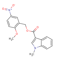 2d structure of (2-methoxy-5-nitrophenyl)methyl 1-methyl-1H-indole-3-carboxylate