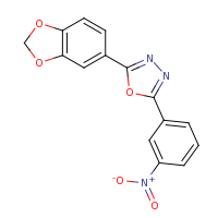 2d structure of 2-(2H-1,3-benzodioxol-5-yl)-5-(3-nitrophenyl)-1,3,4-oxadiazole