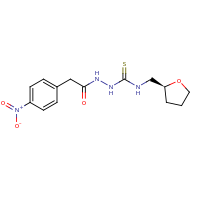 2d structure of 2-(4-nitrophenyl)-N-({[(2S)-oxolan-2-ylmethyl]carbamothioyl}amino)acetamide
