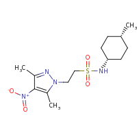 2d structure of 2-(3,5-dimethyl-4-nitro-1H-pyrazol-1-yl)-N-(4-methylcyclohexyl)ethane-1-sulfonamide