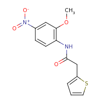 2d structure of N-(2-methoxy-4-nitrophenyl)-2-(thiophen-2-yl)acetamide