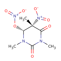 2d structure of (4R,5S)-1,3,5-trimethyl-5-nitro-2,6-dioxo-1,3-diazinan-4-yl nitrate