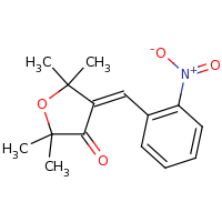 2d structure of (4Z)-2,2,5,5-tetramethyl-4-[(2-nitrophenyl)methylidene]oxolan-3-one