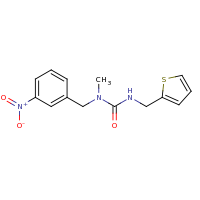 2d structure of 1-methyl-1-[(3-nitrophenyl)methyl]-3-(thiophen-2-ylmethyl)urea