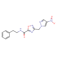 2d structure of 3-[(4-nitro-1H-pyrazol-1-yl)methyl]-N-(2-phenylethyl)-1,2,4-oxadiazole-5-carboxamide