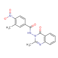 2d structure of 3-methyl-N-(2-methyl-4-oxo-3,4-dihydroquinazolin-3-yl)-4-nitrobenzamide