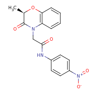 2d structure of 2-[(2R)-2-methyl-3-oxo-3,4-dihydro-2H-1,4-benzoxazin-4-yl]-N-(4-nitrophenyl)acetamide