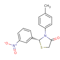 2d structure of (2R)-3-(4-methylphenyl)-2-(3-nitrophenyl)-1,3-thiazolidin-4-one