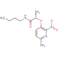2d structure of (2S)-N-butyl-2-[(6-methyl-2-nitropyridin-3-yl)oxy]propanamide