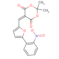 2d structure of 2,2-dimethyl-5-{[5-(2-nitrophenyl)furan-2-yl]methylidene}-1,3-dioxane-4,6-dione