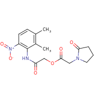 2d structure of [(2,3-dimethyl-6-nitrophenyl)carbamoyl]methyl 2-(2-oxopyrrolidin-1-yl)acetate