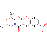 2d structure of 3-{[(2R,6S)-2,6-dimethylmorpholin-4-yl]carbonyl}-6-nitro-2H-chromen-2-one