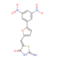 2d structure of (5Z)-5-{[5-(3,5-dinitrophenyl)furan-2-yl]methylidene}-2-imino-1,3-thiazolidin-4-one