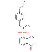 2d structure of N-[(4-ethoxyphenyl)methyl]-N,2-dimethyl-3-nitrobenzene-1-sulfonamide