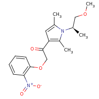 2d structure of 1-{1-[(2R)-1-methoxypropan-2-yl]-2,5-dimethyl-1H-pyrrol-3-yl}-2-(2-nitrophenoxy)ethan-1-one