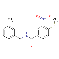 2d structure of N-[(3-methylphenyl)methyl]-4-(methylsulfanyl)-3-nitrobenzamide